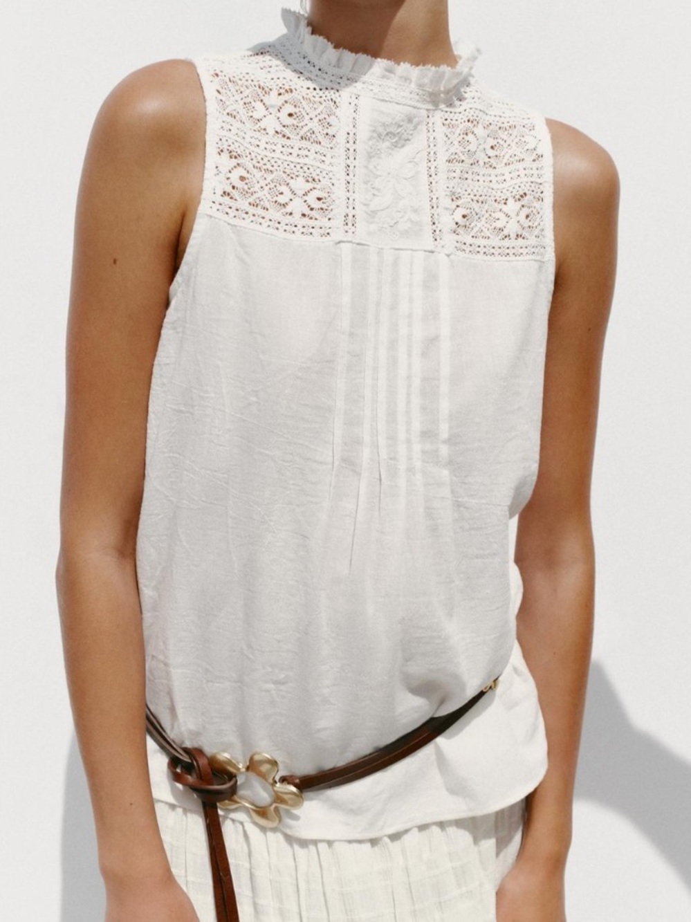 Zara NWT white romantic lace embroidered top 7200/223